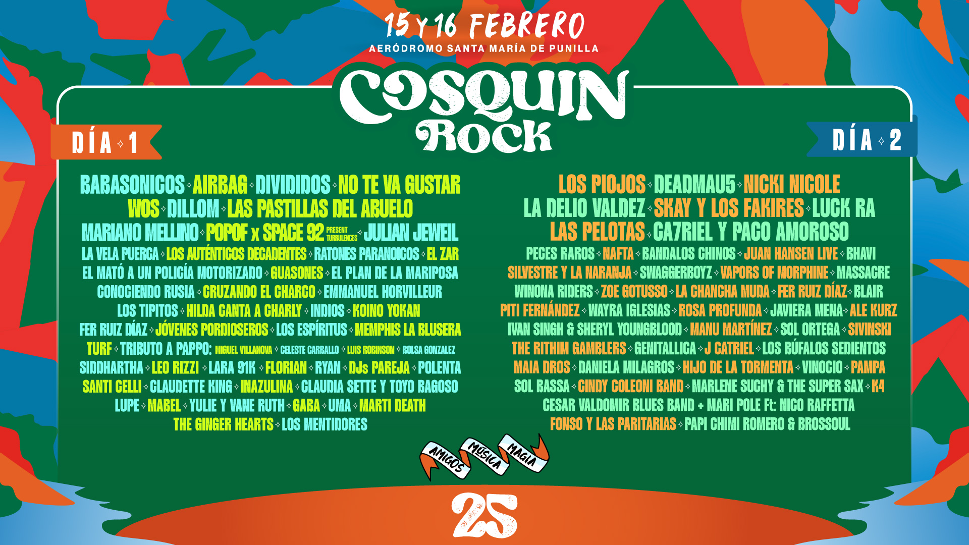 Cosquín Rock 2025: el evento del verano ya tiene sus artistas de cada día para que puedas programar tu viaje a Córdoba