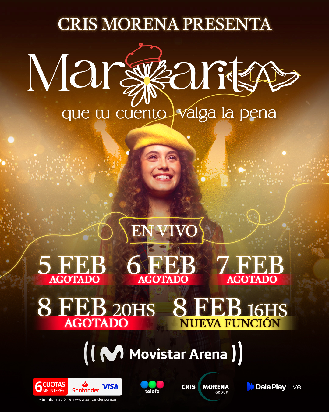 Margarita arrasa y agota cuatro Movistar Arena en su primer día de venta, sumando una quinta función!